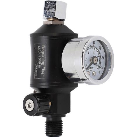 Luftdruckregler mit Filter, pneumatisches Einstellventil mit Manometer für Spritzpistole, 1/4-Zoll-NPT-Einlass/Ausgang