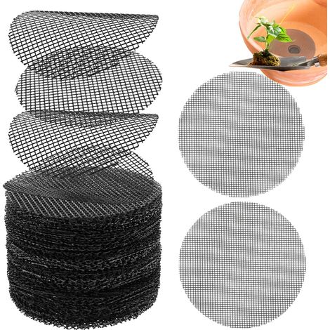 Tampons en Maille pour Pot de Fleur,100 Pièces Grille de Drainage Bonsai,10cm Tapis pour Pots de Fleurs Ronds Grille Plastiqu Tapis de Jardinage pour Coupe Bonsai,Pot de Fleurs ou Jardinière (1/5)