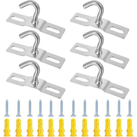 Set mit 6 Deckenleuchtenhaken, Wandankerhaken mit Schrauben, Eisenhaken zum Aufhängen von Blumentöpfen, Lampen und Deckenventilatoren, 68 mm (1/5)