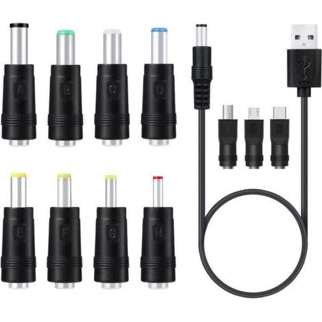 Universel Cble dAlimentation USB vers DC 5V avec 11 Pcs Connecteurs pour Camra Tablette PC Tlphone couleurs mu CABLE D\'ALIMENTATION (1/4)