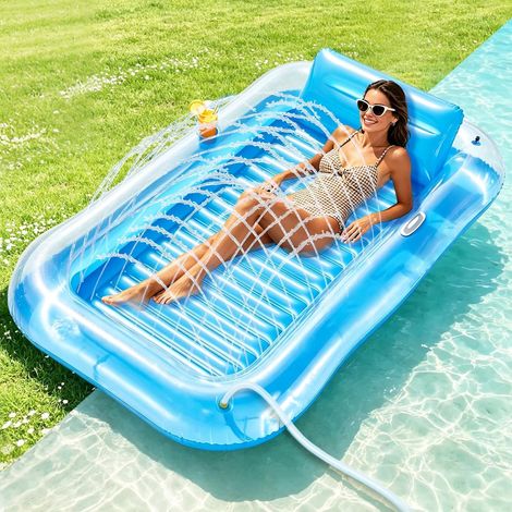Aufblasbare Poolmatratze, aufblasbare Sonnenliege, aufblasbare Poolhängematte, aufblasbare Wassermatratze für Erwachsene 200 × 124 cm für Strand- und Poolpartys (1/5)