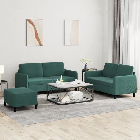 vidaXL 3-tlg. Sofagarnitur Dunkelgrün Samt (1/5)