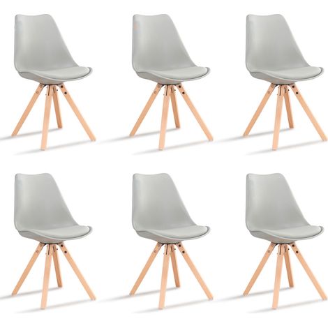 Lot de 6 chaises scandinaves grises - Helsinki (1/5)
