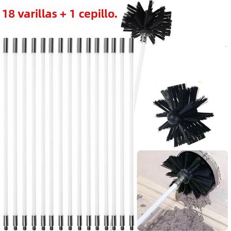 Kit de ramonage flexible (18 pièces) comprenant brosse et tige de ramonage (1/3)