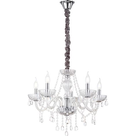Lampadario Classico Venezia Vetro Trasparente 5 Luci E14