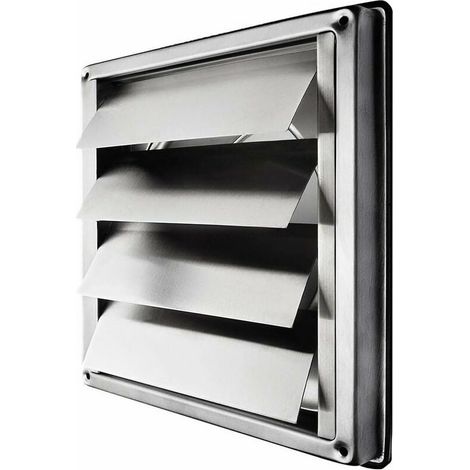 Griglia di ventilazione inox 150mm, griglia di mandata a lamelle mobili, copertura con chiusura automatica, griglia di protezione dalle intemperie/quadrata 184x184mm/ventilazione inox (1/5)