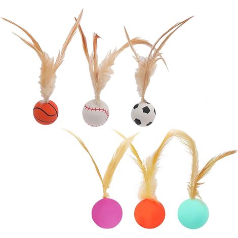 Irovami Ensemble 6 jouets badminton pour chat – balles baseball/basket/foot + 3 balles élastiques (1/5)