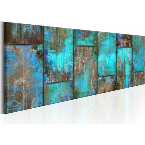 Tableau bleu mosaïque en métal - 150 x 50 cm