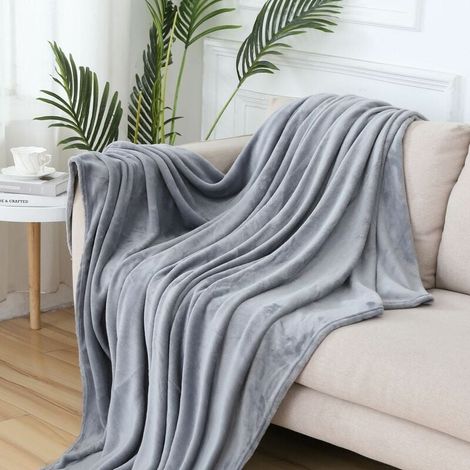 Plaid Polaire 150x200 Plaid canape Grande Taille Plaid Grande Taille en Flanelle Couverture Polaire 150x200cm Plaid Polaire - Couvre lit touché Ultra Doux -(Lavable, Gris) (1/4)