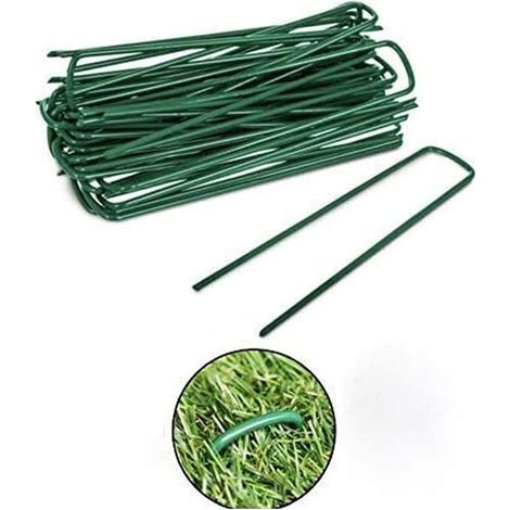QAZQA Lot de 20 piquets d'ancrage de sol en forme de U - Stables - En acier galvanisé - Pour gazon artificiel - Clôture et tente de camping