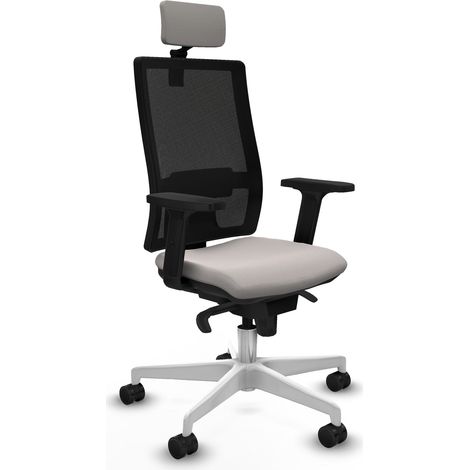 Horna sincro malla negra similpiel blanco brazos 2D base blanca cabecero 2D ruedas 65mm nailon (1/5)