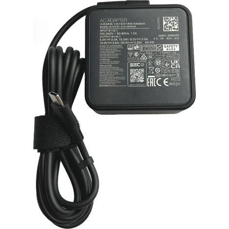 20V 3.25A câble d'alimentation 65W Type-C Adaptateur AC d'alimentation Compatible pour A19-065N3A (1/5)