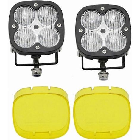 Projecteur LED carré 2 pouces 40 W combiné (faisceau large et spot) pour voiture, camion, SUV, quad, UTE et bateau. Lampe de travail LED avec cache jaune. (1/5)