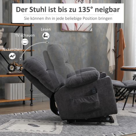 Fauteuil releveur pour personne âgée, fonction inclinaison, télécommande incluse, 144 cm x 91 cm x 88 cm, gris foncé (1/5)