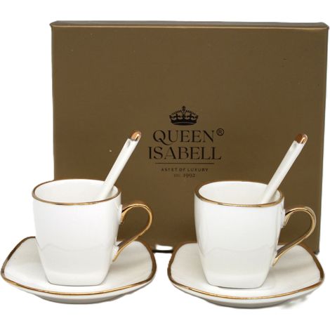 Tazas de espresso de porcelana con decoración dorada, ideales para regalar, 80 ml. (1/5)