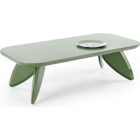 Table basse laqué vert clair 120 x 60 cm pieds design ANGELINE (1/5)