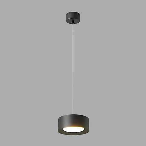 Pendre de Chevet Noir, Lampe Suspendue en métal Ultra-Mince avec Nuance Acrylique, Lampes à Suspension LED Moderne - 6W - 3000K, Plafond Rond intérieur, lumières de Chute réglables de Hauteur (1/5)