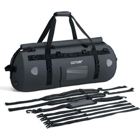 Sacoche moto étanche 60L, sac de voyage imperméable avec sangle et poche transparente (1/5)