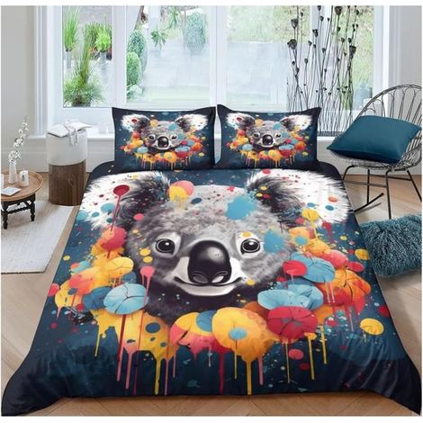 Arbre kangourou Housse De Couette Fille Avec Taies D'Oreillers Parure De Lit Housses De Couettes Animaux sauvages (220x240 cm) - (1/4)