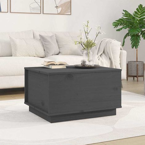 vidaXL Mesa de centro madera maciza de pino gris 60x50x35 cm (1/5)