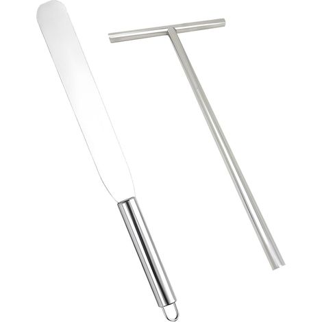 Kit Accessoires Crêpière Professionnel – Répartiteur en T, Spatule Inox et Tampon Graisseur – 2 Pièces (1/5)