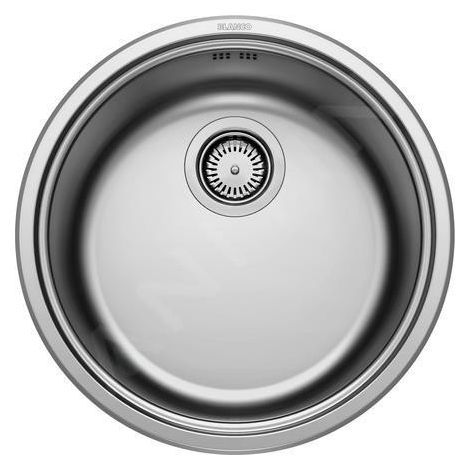 Blanco – Vasque ronde en acier inoxydable 45 cm – Bonde et trop-plein – Pour installation facile dans espaces restreints (1/8)