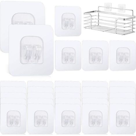 30 replacement adhesive shower shelf hooks, self-adhesive hooks without drilling, self-adhesive wall hooks (1/4)