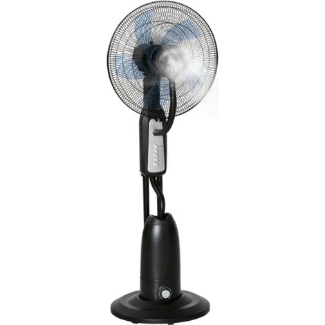 Black Pedestal Fan with Water Mist Spray, 3 Speed Humidifying Misting Fan, 2.8L Water Tank for Cool Comfort