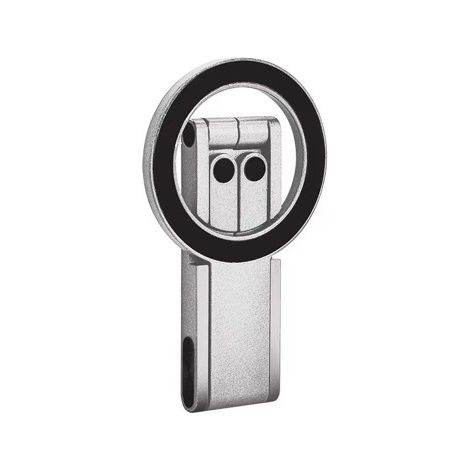Support de téléphone magnétique pliable mini et réglable, portable et pratique, multi-angles : paysage et portrait, idéal pour bureau, vidéos, voyage, cadeau, couleur argent. (1/5)