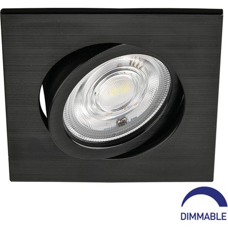 Spot LED encastrable 3en1 carré noir 7W IP20 Dimmable (1/5)
