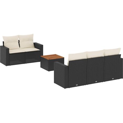 Maison Exclusive - Set Divano da Giardino 6 pz con Cuscini Nero in Polyrattan
