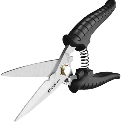 180mm Ciseaux Ciseaux Multi-Usages Avec Lames Finement DenteléEs En Acier Inoxydable Au Carbone - Coupe Facile Des CâBles éLectriques, Entaille, Isolation, AntidéRapant (1/5)