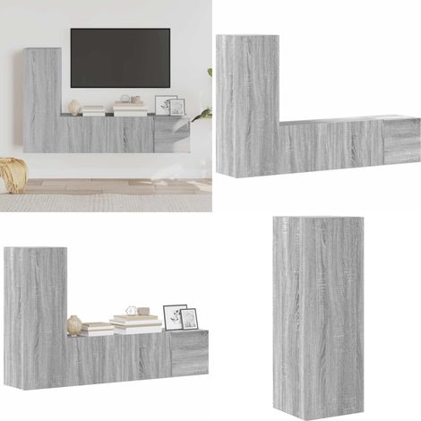 Ensemble de meubles TV 3 pcs Sonoma gris Bois d'ingénierie - Meuble Tv - Meuble Téléviseur - Ensemble Meuble Tv - Salon - Décoration Intérieure - Home & Living (1/5)