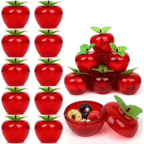 Set mit 20 apfelförmigen Kunststoffboxen für Weihnachtsbäume, Christbaumkugeln, Partydekorationen, Hochzeiten, Obst, Lehrer- und Kinderbedarf (1/4)