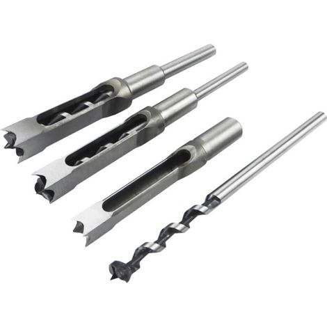 Ensemble de 4 forets carrés pour le travail du bois, burins à mortaiser en acier, scie cloche, outils électriques pour menuisier, diamètres : 1/2, 1/4, 5/16 et 3/8 pouce