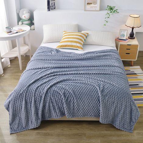 Couverture Polaire - 200 x 120 cm - 100 % Polyester - Bleu - Pour Canapé Lit Sofa - 1 Pièce (1/5)