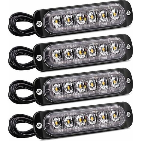 Feu De Signalisation Ambre Led - 12 À 24 V - 18 W - Étanche Ip67 - Pour Véhicule Bateau Remorque - 4 Pièces (1/5)