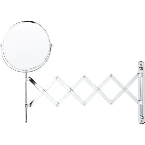 Specchio per trucco da parete con prolunga e Ingranditore double face ø 19 cm Argento