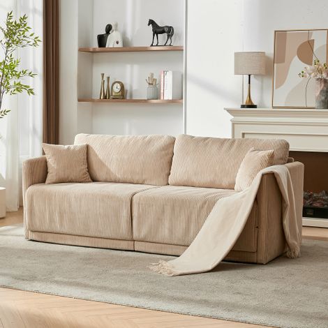 Divano moderno e minimalista in tessuto con trasformazione multifunzionale: comodo divano letto per soggiorni, uffici e monolocali, divano letto matrimoniale pieghevole per piccoli appartamenti. (1/5)