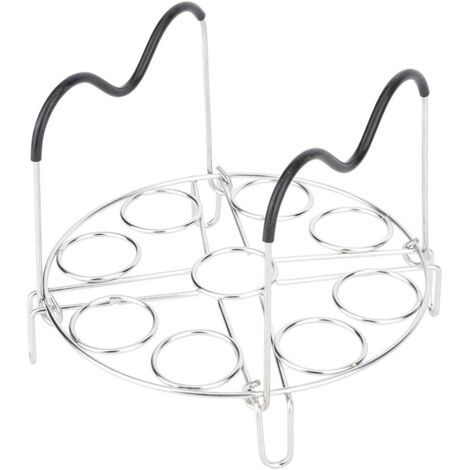 Egg steamer insert, egg holder for hard-boiled eggs, egg cooking rack with heat-resistant silicone handles, stainless steel steamer insert for eggs and food