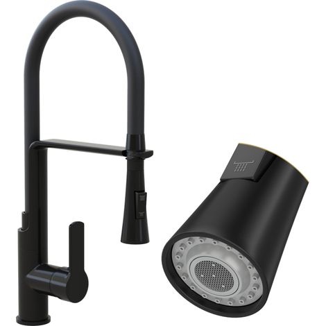 Mitigeur de Cuisine Granitan VEGAS avec Douchette Extractible - Noir - 43 cm (1/5)