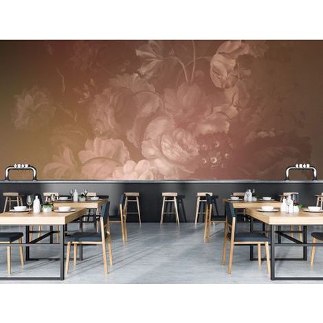 Papier peint panoramique fleurs vert et blanc Tapisserie panoramique florale zen salle à manger Papier peint panoramique nature idéal restaurant (1/3)