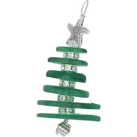 Handgefertigter Weihnachtsbaum aus Meeresglas, Weihnachtsbaumschmuck mit Ozeanmotiv für die Weihnachtsdekoration zu Hause (1/5)