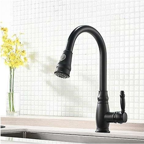 Kitchen faucet for sink Kitchen faucet with pull-out spray Single lever mixer, black (1/4)