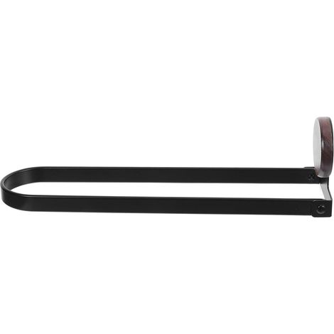 Porte-Serviettes Support Solide et Surface Lisse Pliable sans Perçage en Bois et Métal Noir Gain de Place Assuré pour Salle de Bain Cuisine (1/5)