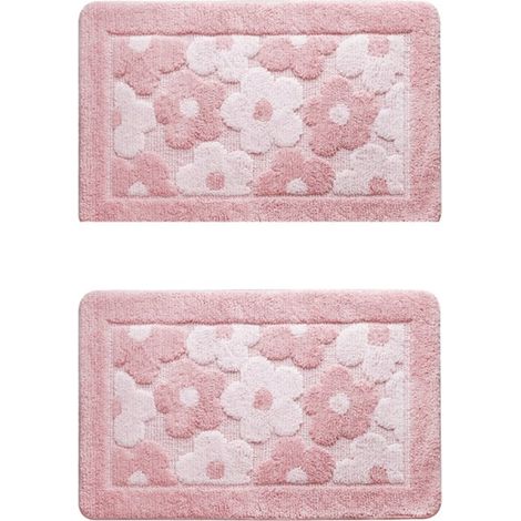 (rose)Tapis de bain antidérapant, Tapis de bain absorbant 1 pièce (1/5)