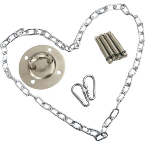 Ensemble D'accessoires Essentiels en Métal Argenté pour Chaise Suspendue et Hamac, Chaîne Robuste Facile à Installer, pour Usage Intérieur et Activité d'exercice (1/5)