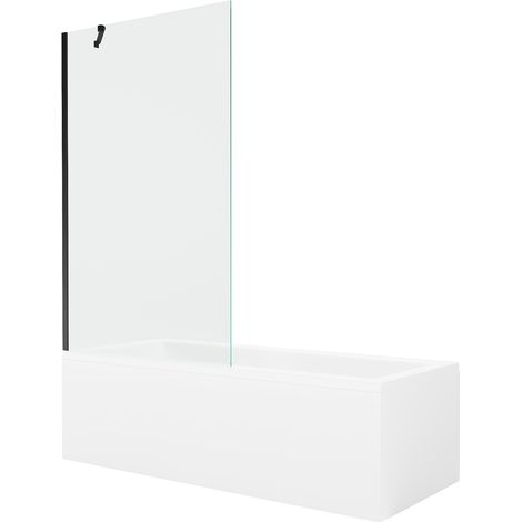 Mexen Cubik Rechteckige Badewanne 160 x 70 cm mit Verkleidung und 1-flügeliger 100 cm Falttür, transparent, schwarz (1/5)