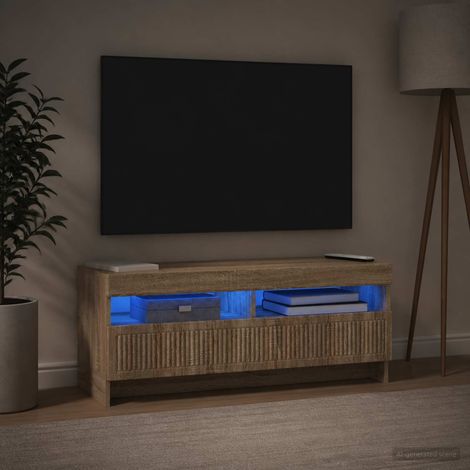 vidaXL Mueble de TV LED EDE 100 x 35 x 43 cm Roble Sonoma (1/5)