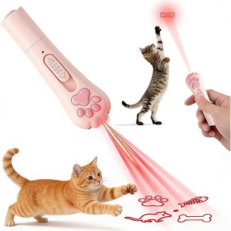 Jouet pour chat, 3 modes et 5 motifs réglables, jouet interactif portable pour chien et chat, idéal pour des jeux de poursuite amusants et stimulants. (1/5)